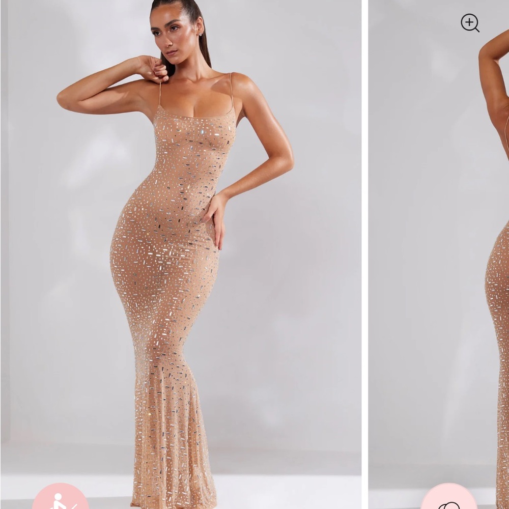 OH POLLY EMBELLISHED SCOOP NECK MAXI DRESS